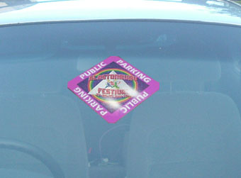 A Glastonbury car park sticker, yesterday